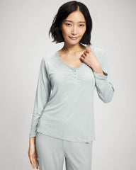 GREEN MIST - Pointelle Long Sleeve Pajama Top | Soma