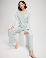 GREEN MIST - Pointelle Long Sleeve Pajama Top | Soma