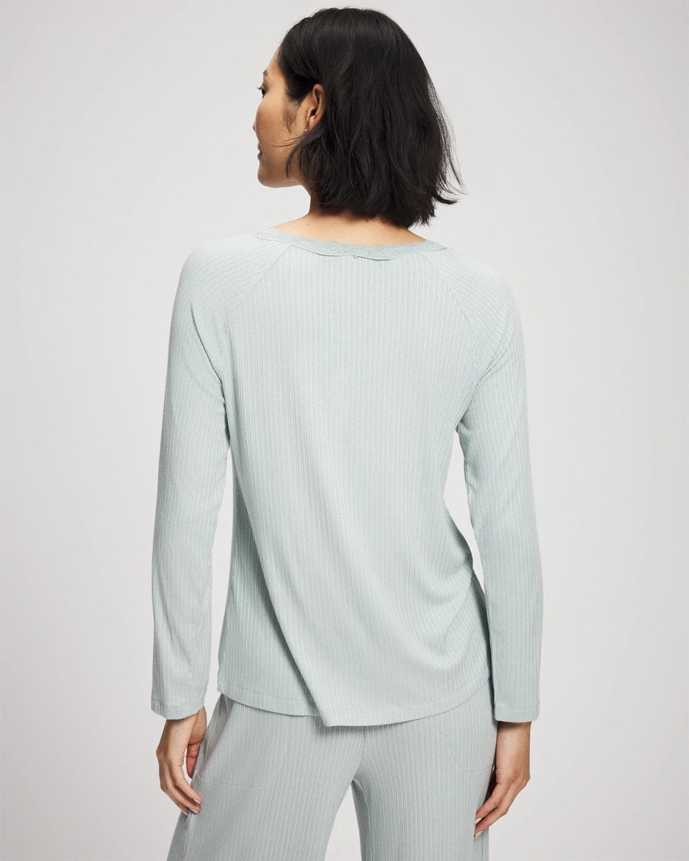 GREEN MIST - Pointelle Long Sleeve Pajama Top | Soma
