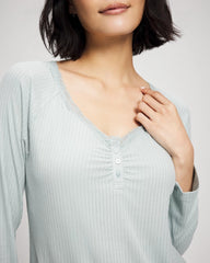 GREEN MIST - Pointelle Long Sleeve Pajama Top | Soma