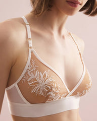 COCONUT ON SNDLWOOD MESH - Framed Embroidery Bralette | Soma