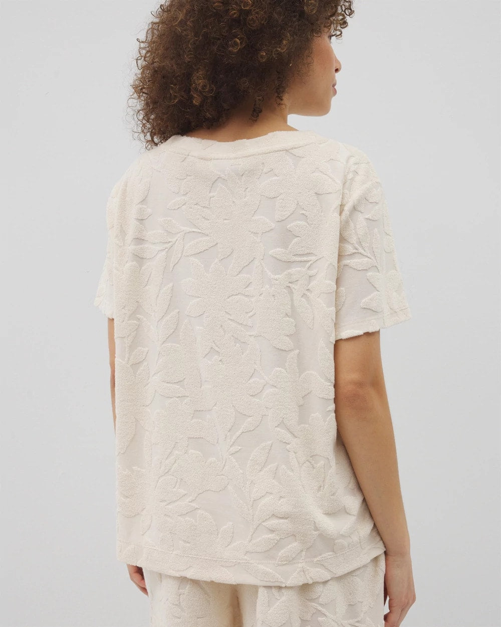 PARCHMENT - Jacquard Terry Short Sleeve Top | Soma