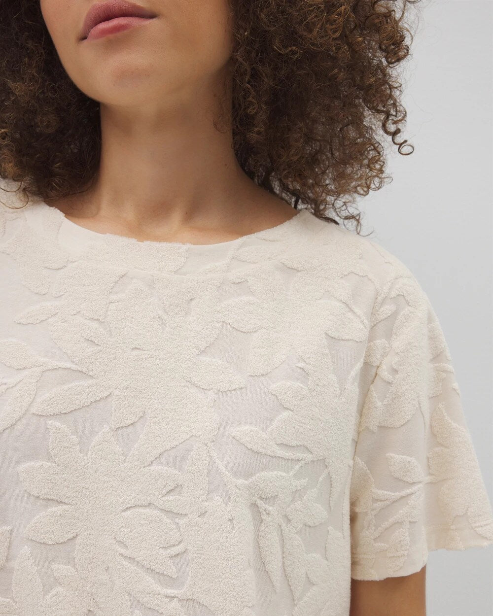 PARCHMENT - Jacquard Terry Short Sleeve Top | Soma