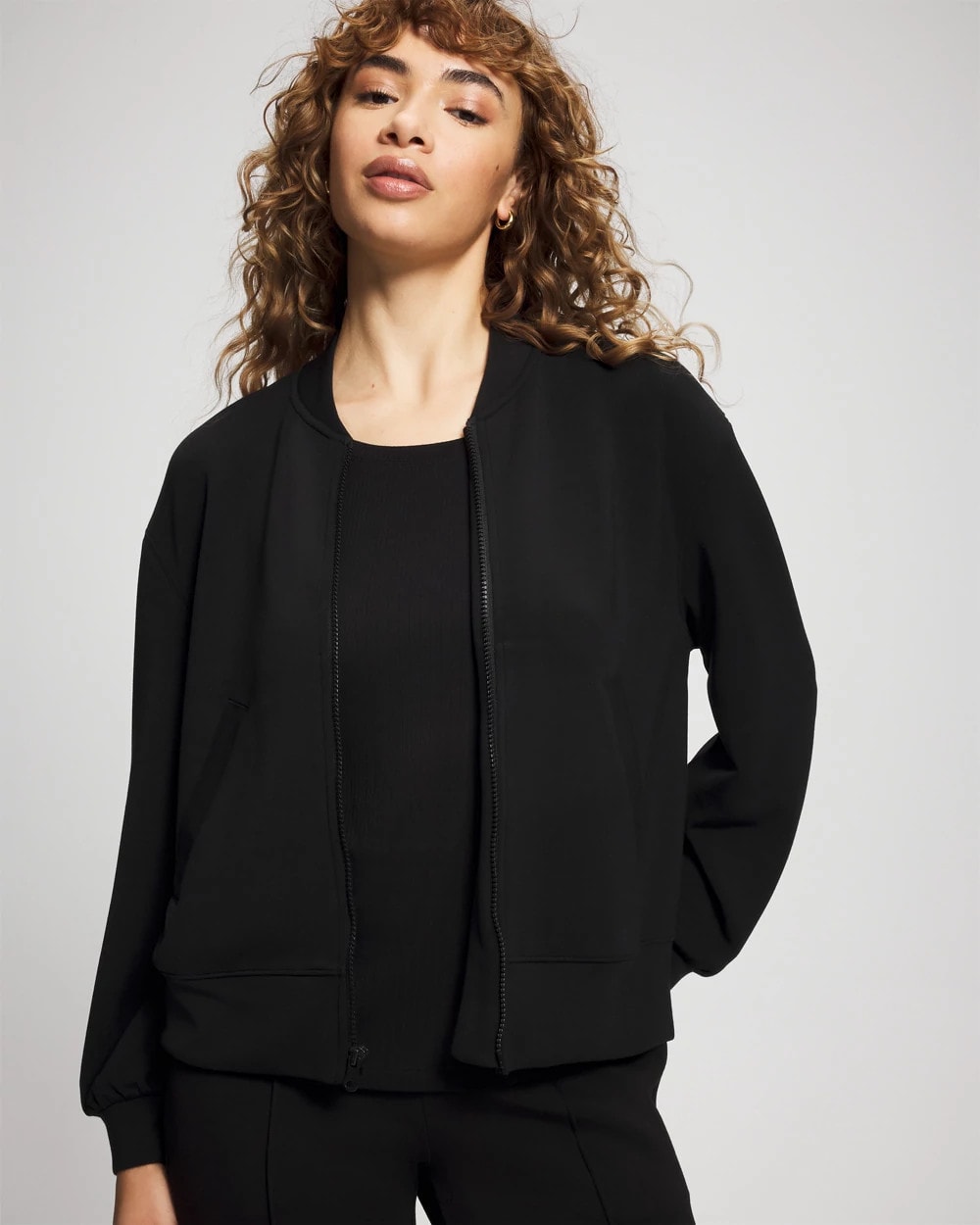 BLACK - Modern Modal Bomber Jacket | Soma