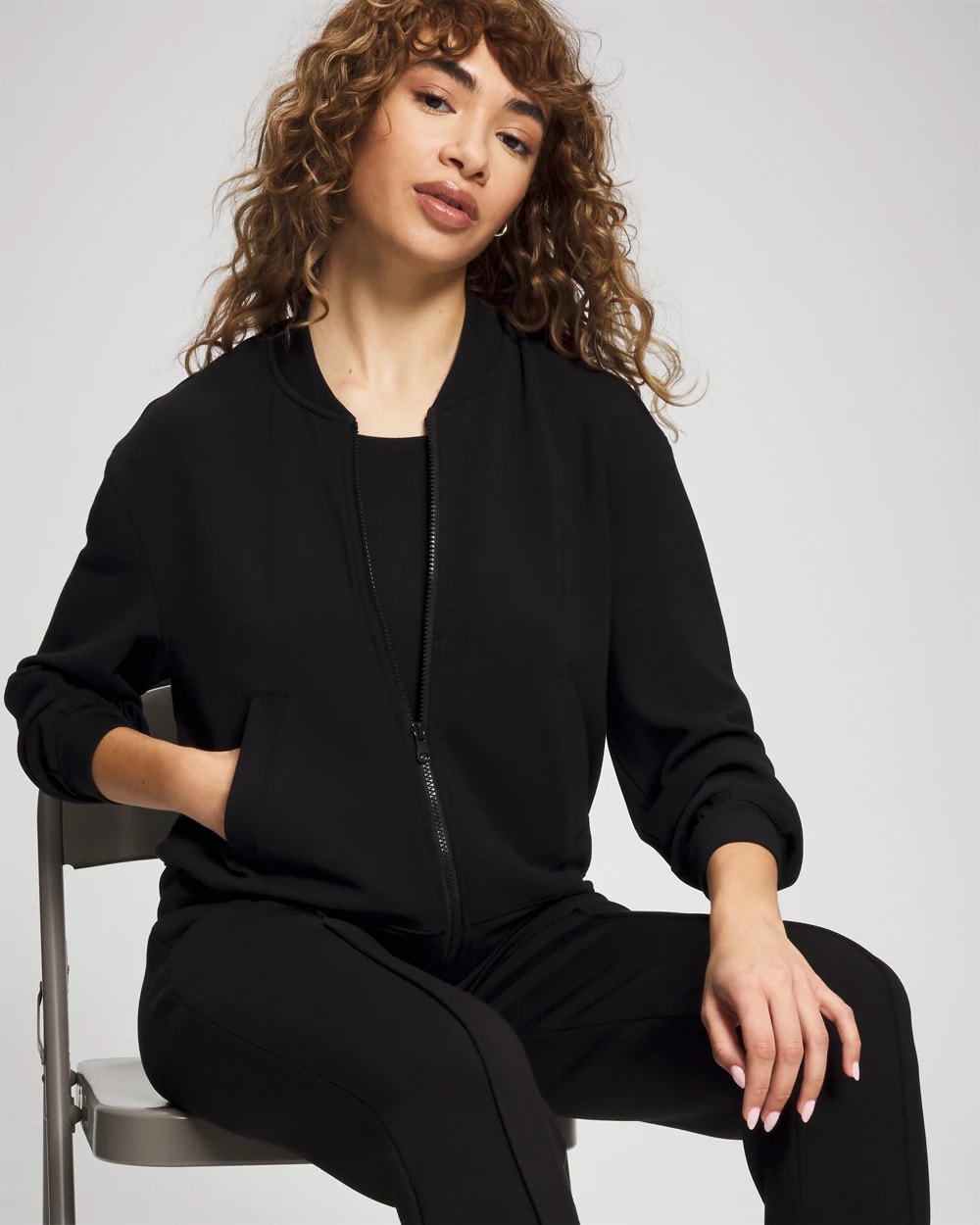 BLACK - Modern Modal Bomber Jacket | Soma