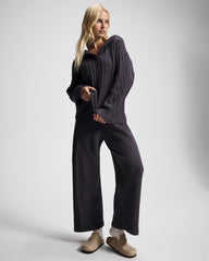 GRAY INK - Cable Knit Plush Hoodie | Soma