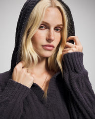 GRAY INK - Cable Knit Plush Hoodie | Soma