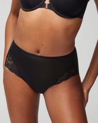 BLACK - High-Waist Brief Panty with Lace | Soma