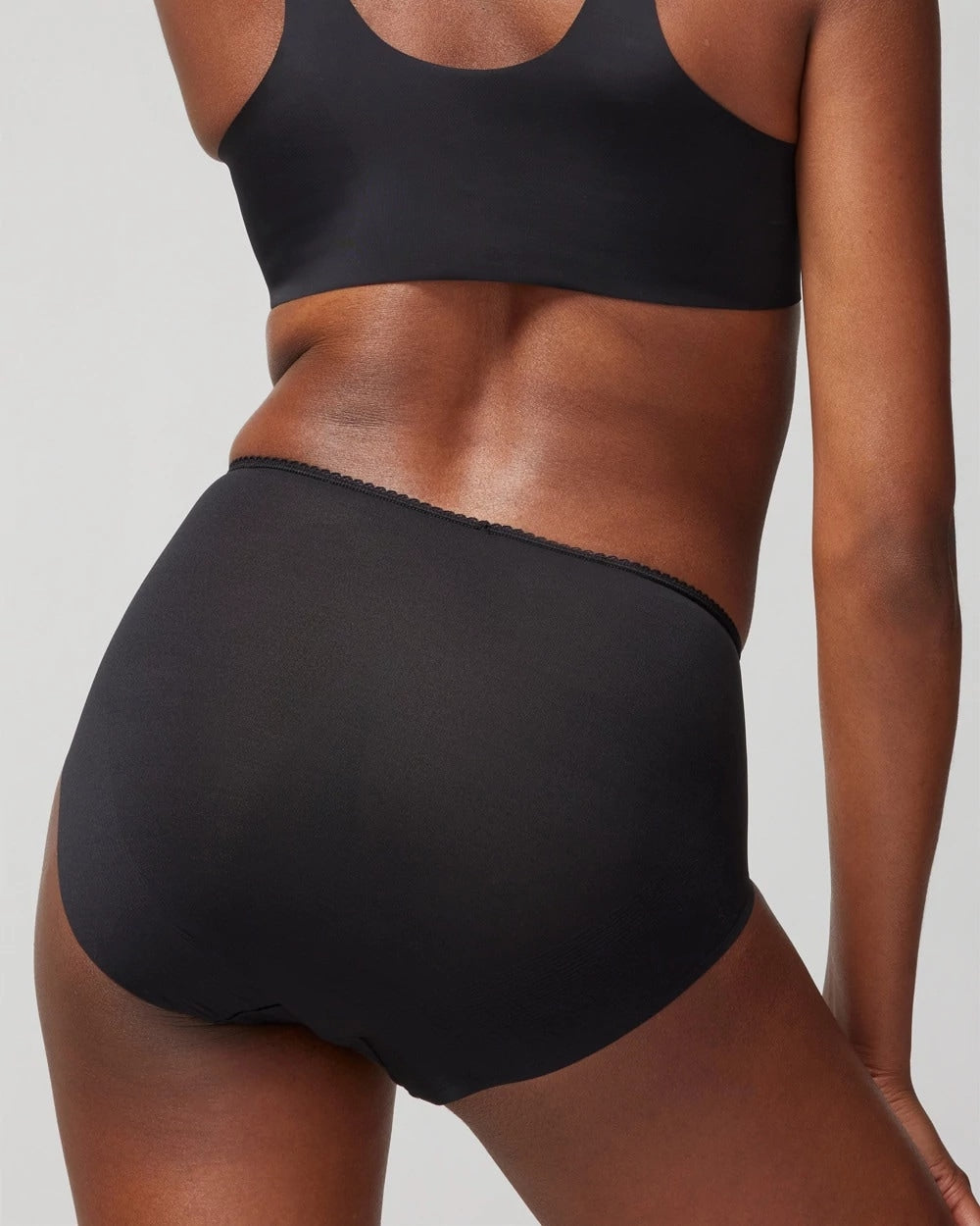 BLACK - High-Waist Brief Panty with Lace | Soma