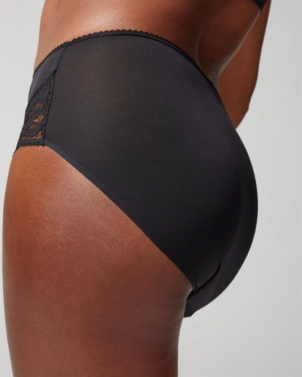 BLACK - High-Waist Brief Panty with Lace | Soma