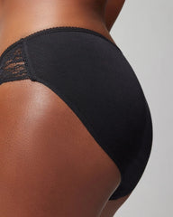 BLACK - Cotton Blend Hipster Panty with Lace | Soma