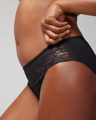 BLACK - Cotton Blend Hipster Panty with Lace | Soma