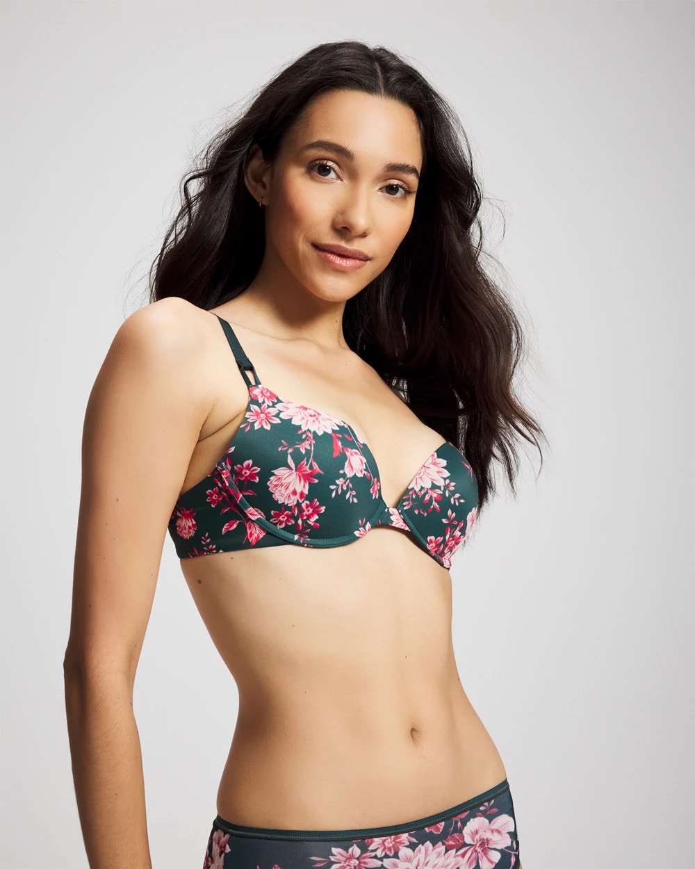 COTTAGE FLORAL MINI GREEN - Push-Up Plunge Bra | Soma