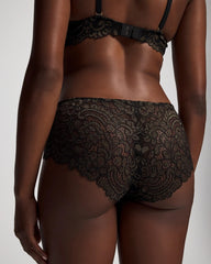 BLACK W/ GOLD FILL - Lace Back Hipster Panty | Soma