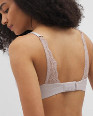 GRAY GLASS - Luxe Wireless Bra with Lace Back | Soma