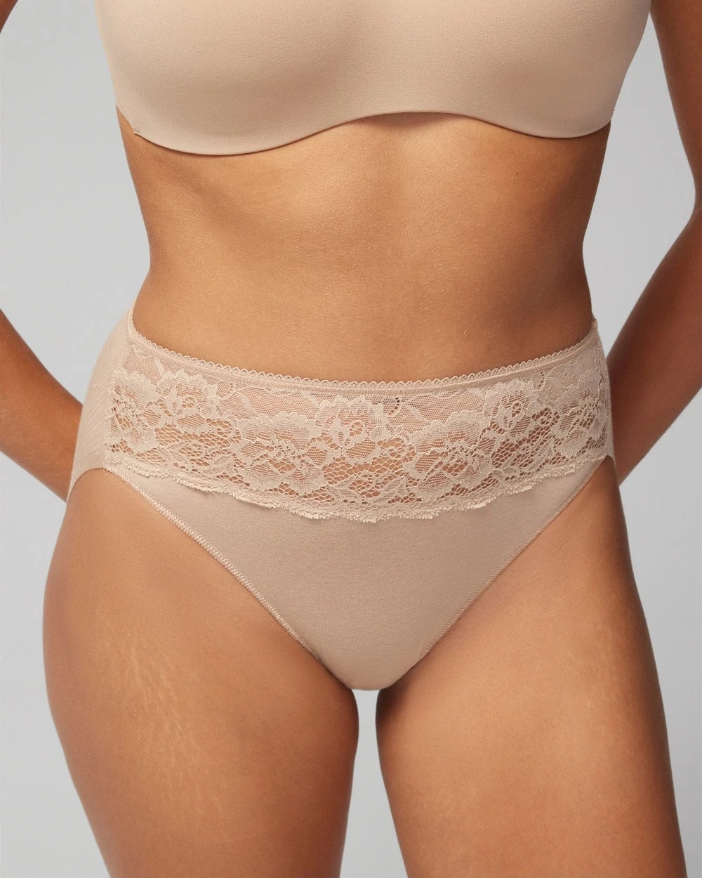 WARM AMBER - Cotton Blend High-Leg Panty with Lace | Soma
