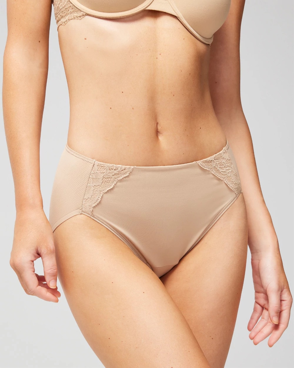 WARM AMBER - High-Leg Brief Panty with Lace | Soma