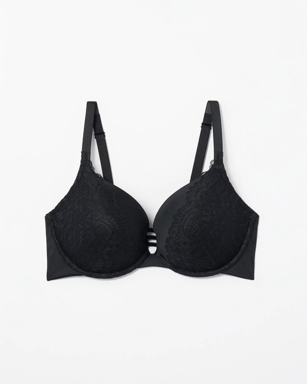 BLACK - Push-up Plunge Bra with Lace | Soma