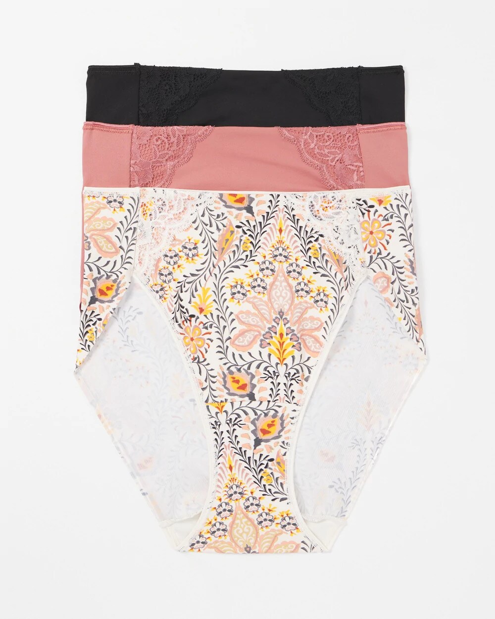 VINE PAISLEY MULTIPACK - High-Leg Brief Panty with Lace 3 Pack | Soma