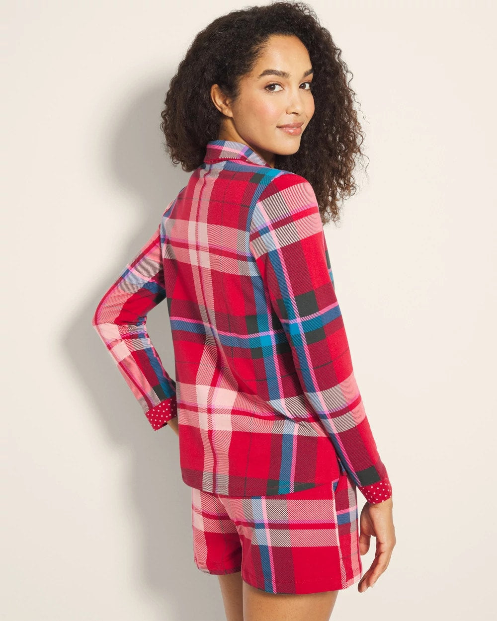 SNUGGLE UP PLAID RED - Long-Sleeve Notch Collar Pajama Top | Soma