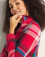 SNUGGLE UP PLAID RED - Long-Sleeve Notch Collar Pajama Top | Soma