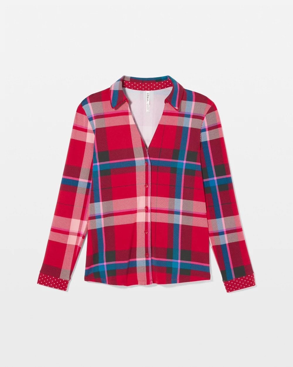 SNUGGLE UP PLAID RED - Long-Sleeve Notch Collar Pajama Top | Soma