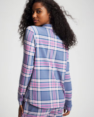 PRETTY PLAID SUNDOWN - Long-Sleeve Notch Collar Pajama Top | Soma