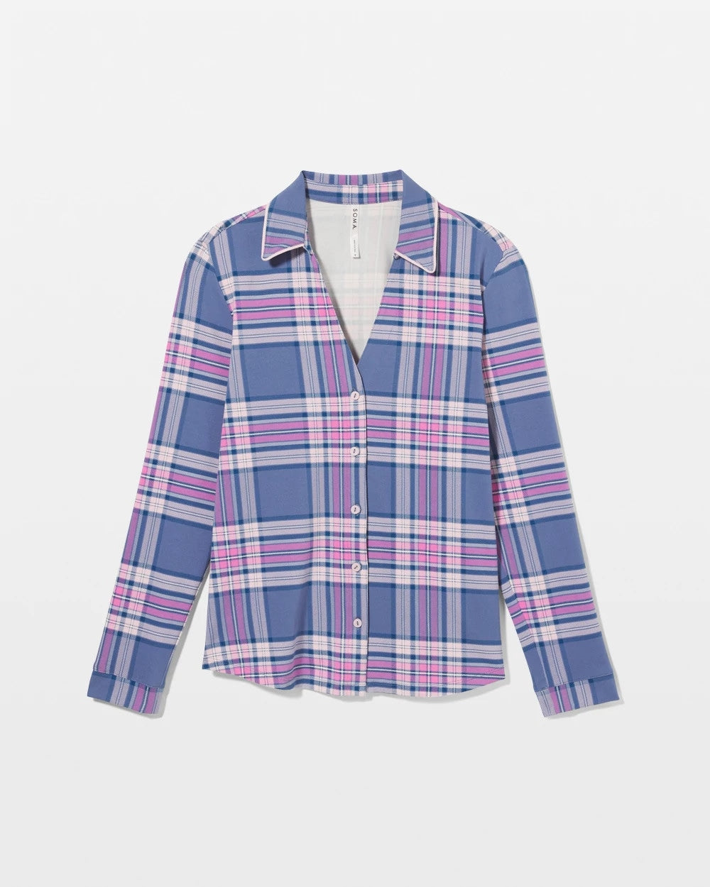 PRETTY PLAID SUNDOWN - Long-Sleeve Notch Collar Pajama Top | Soma