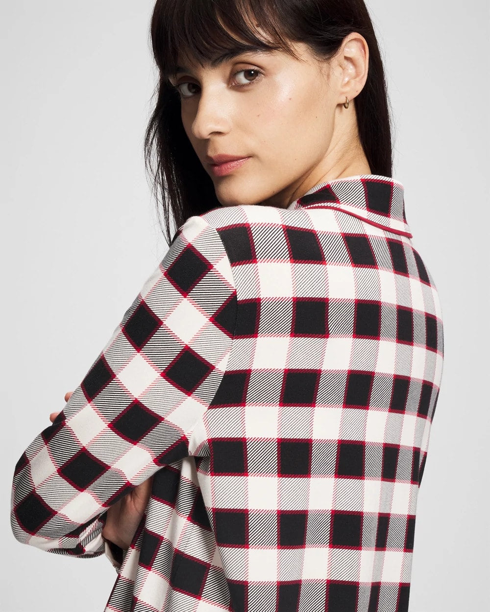 DREAMSCAPE PLAID BLACK - Long-Sleeve Notch Collar Pajama Top | Soma