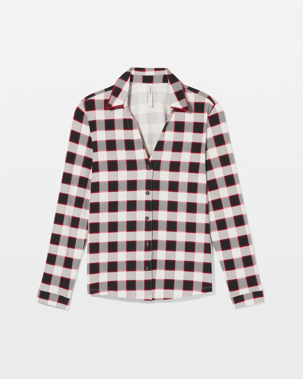 DREAMSCAPE PLAID BLACK - Long-Sleeve Notch Collar Pajama Top | Soma