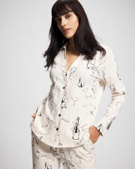 FIZZ THE SEASON FOIL - Long-Sleeve Notch Collar Pajama Top | Soma