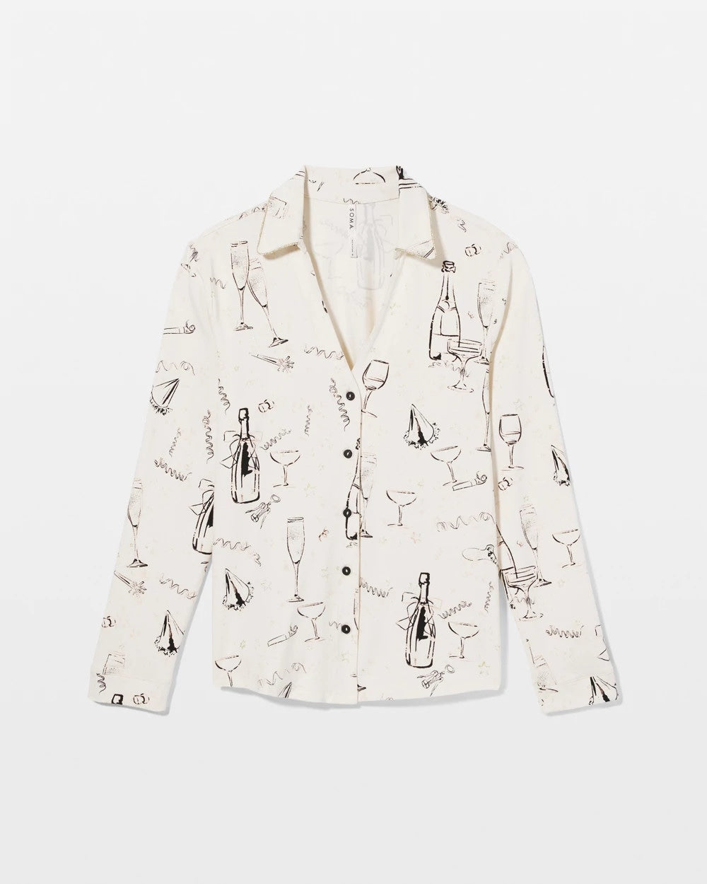 FIZZ THE SEASON FOIL - Long-Sleeve Notch Collar Pajama Top | Soma