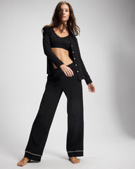 BLACK - Long-Sleeve Notch Collar Pajama Top | Soma