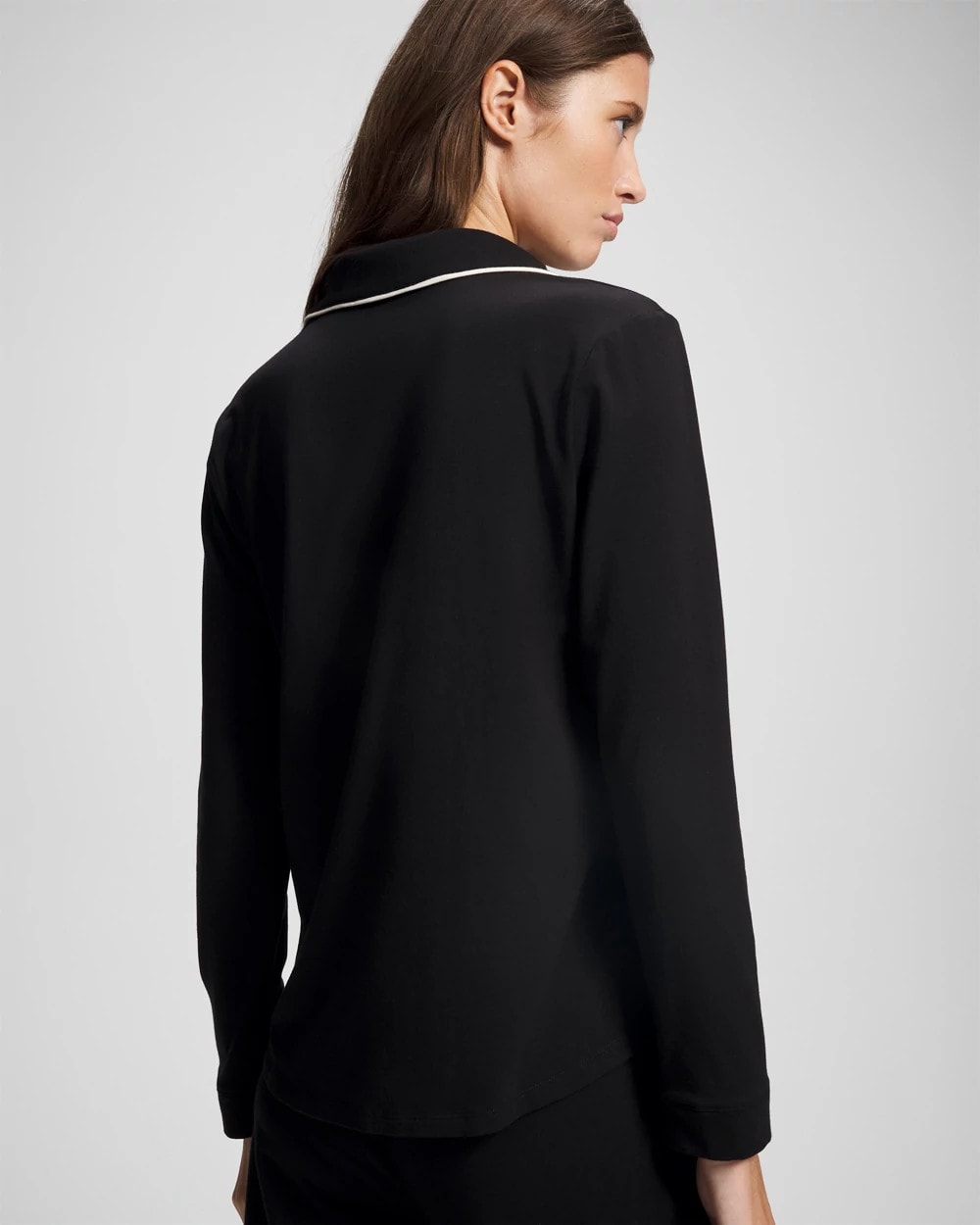 BLACK - Long-Sleeve Notch Collar Pajama Top | Soma