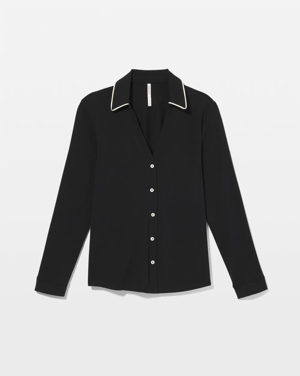 BLACK - Long-Sleeve Notch Collar Pajama Top | Soma