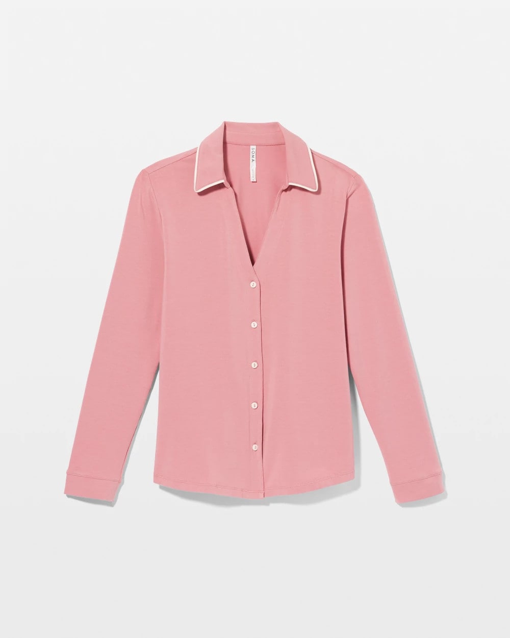 ANTIQUE PINK - Long-Sleeve Notch Collar Pajama Top | Soma