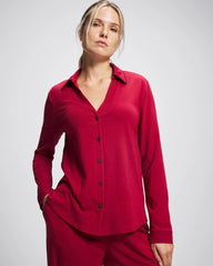 PAINT THE TOWN RED - Long-Sleeve Notch Collar Pajama Top | Soma