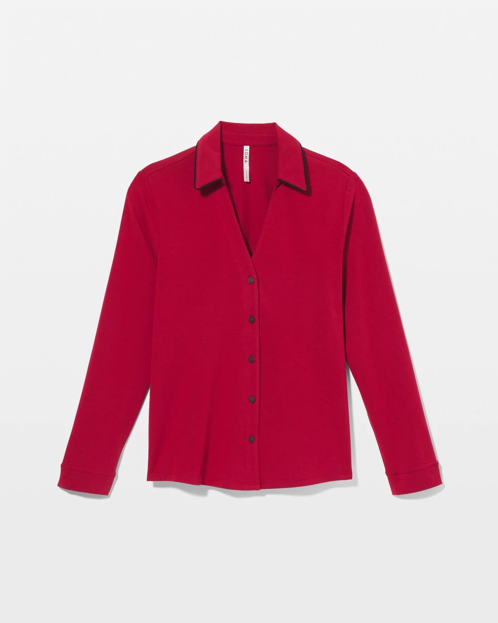 PAINT THE TOWN RED - Long-Sleeve Notch Collar Pajama Top | Soma