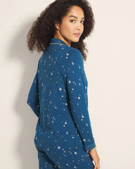 INTO THE NIGHT BLUE - Long-Sleeve Notch Collar Pajama Top | Soma