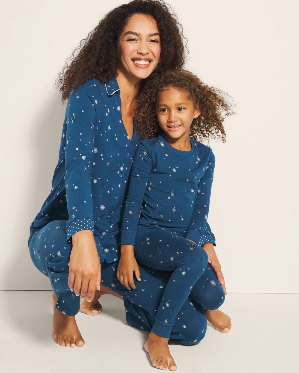 INTO THE NIGHT BLUE - Long-Sleeve Notch Collar Pajama Top | Soma