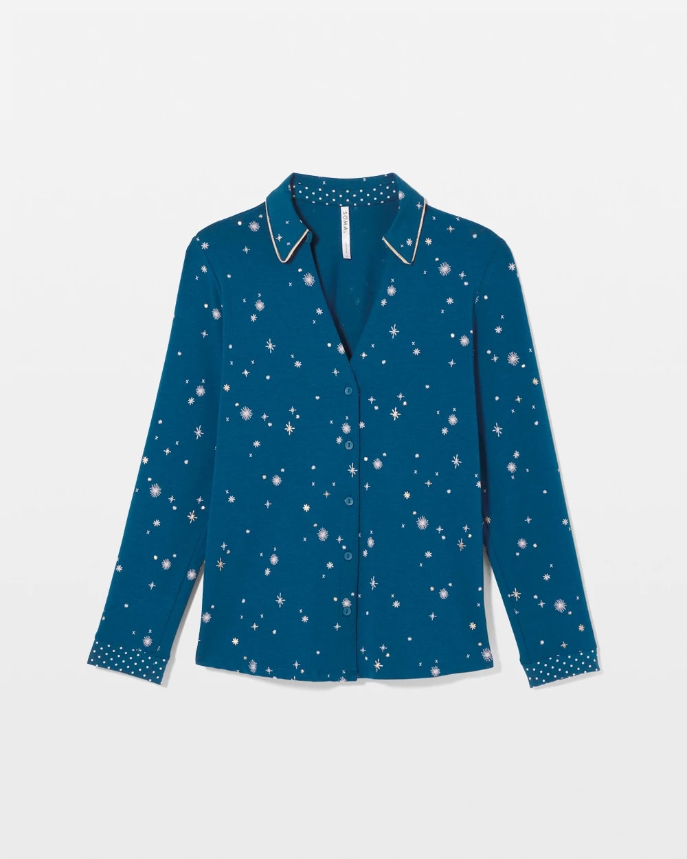INTO THE NIGHT BLUE - Long-Sleeve Notch Collar Pajama Top | Soma