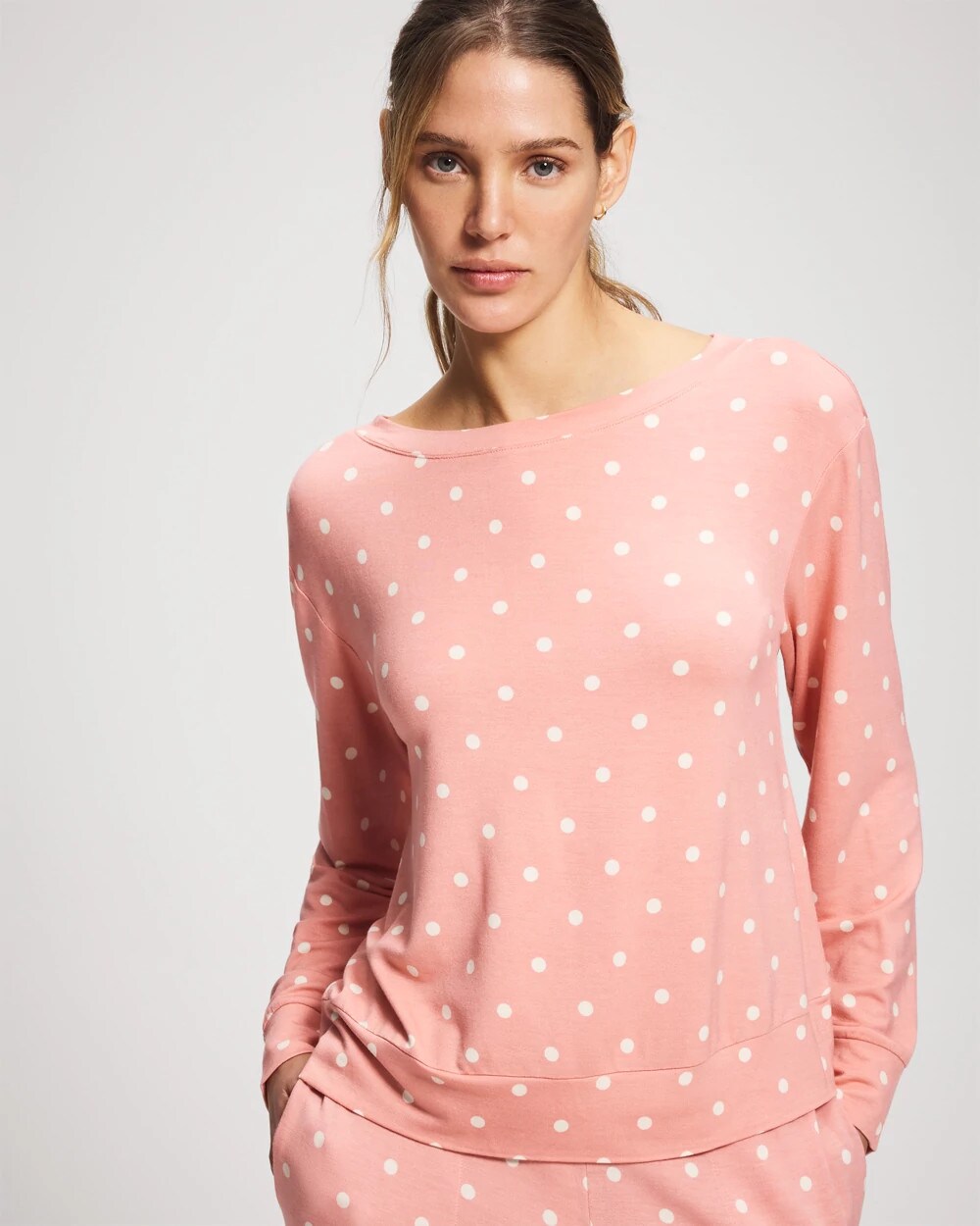 DREAMY DOT MID BLUSH PINK - Long-Sleeve Pajama Top | Soma