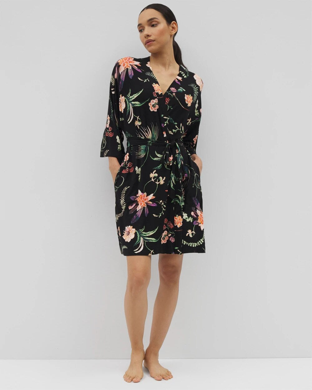 PARADISE PLUMES BLACK - Short Robe | Soma