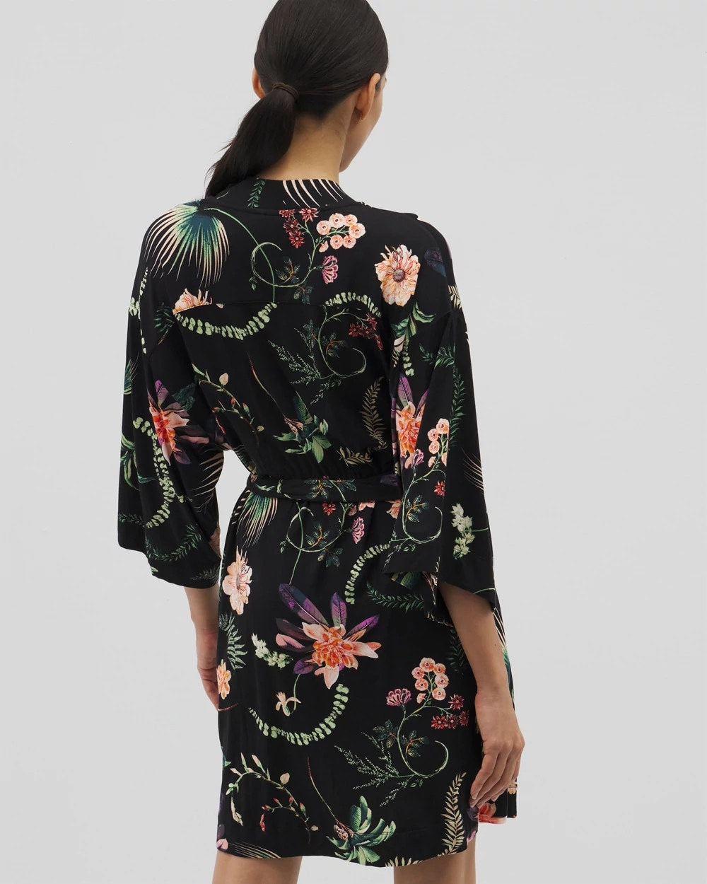 PARADISE PLUMES BLACK - Short Robe | Soma