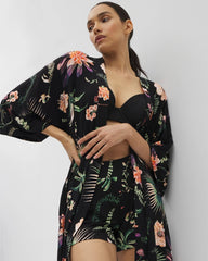 PARADISE PLUMES BLACK - Short Robe | Soma