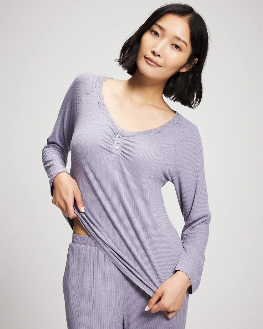 LAVENDER CLOUD - Pointelle Long Sleeve Pajama Top | Soma