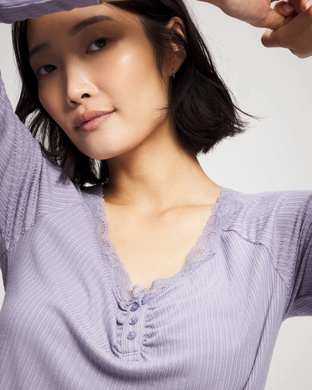 LAVENDER CLOUD - Pointelle Long Sleeve Pajama Top | Soma
