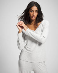 HEATHER FROST - Pointelle Long Sleeve Pajama Top | Soma