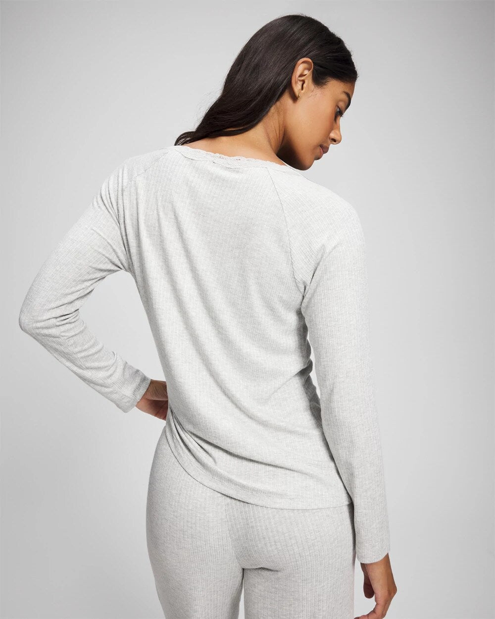 HEATHER FROST - Pointelle Long Sleeve Pajama Top | Soma