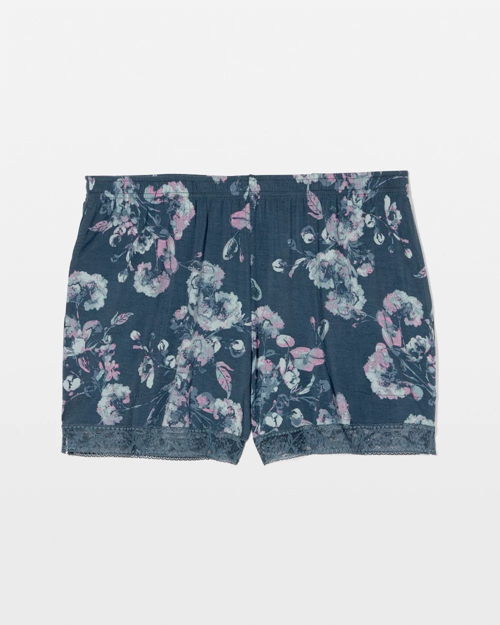 FLORA SHIMMER PETROL - Lace-Trim Pajama Shorts | Soma